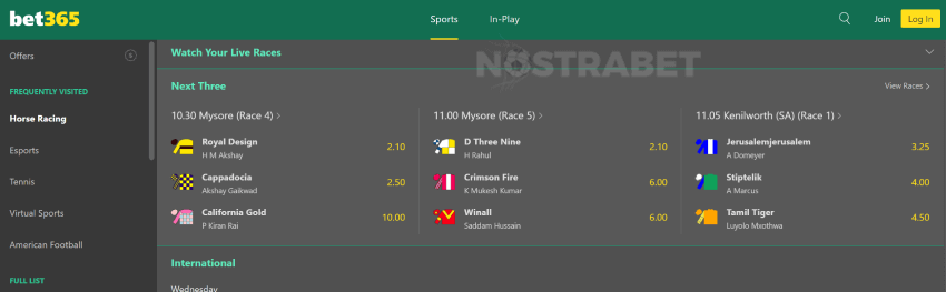 bet365 horse races bets