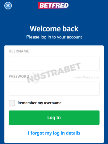 betfred login page