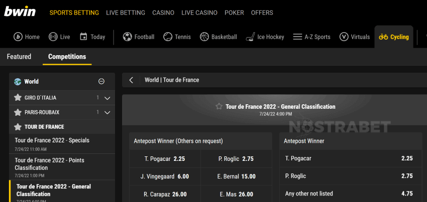 bwin tour de france betting