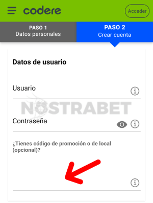 código de bono codere ingresar