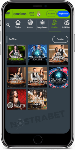 aplicación codere ios casino en vivo