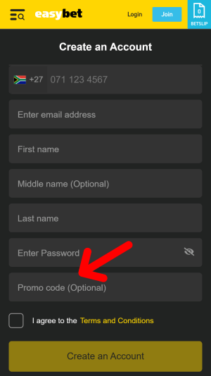 EasyBet bonus code enter