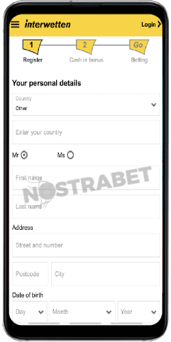 Interwetten mobile signup