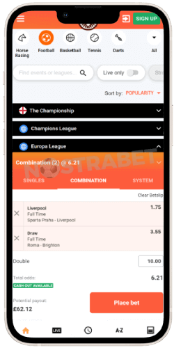 LeoVegas mobile betslip