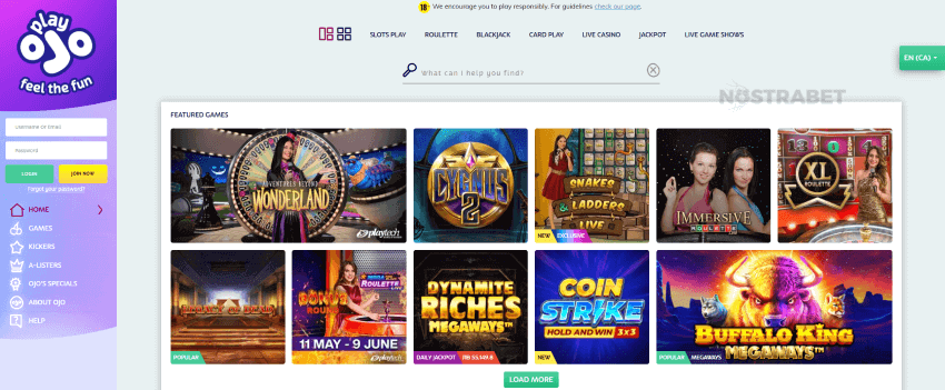 playojo casino homepage