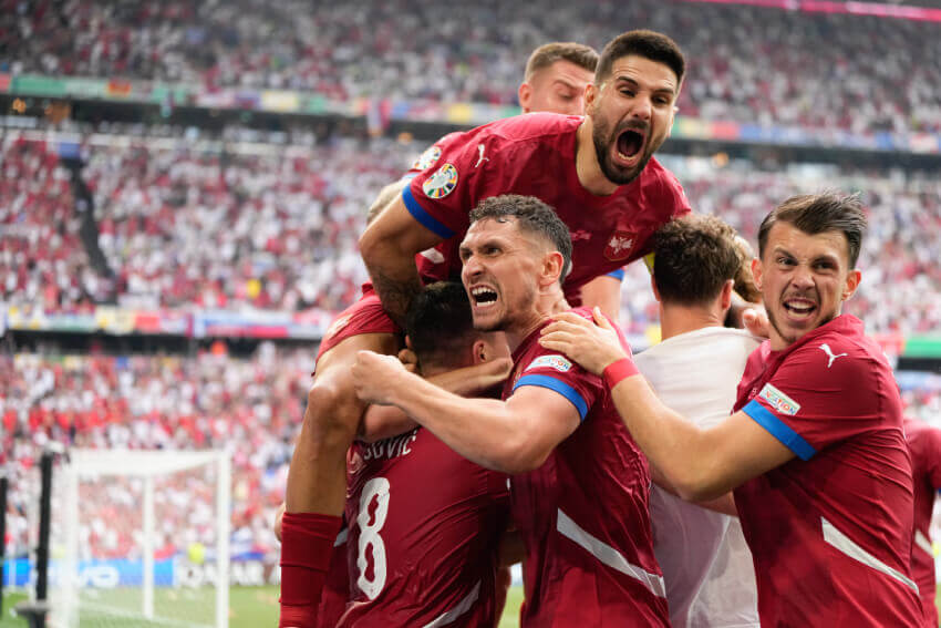 Serbia scoring a goal at the UEFA EURO 2024