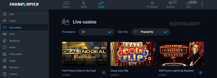 thunderpick casino live